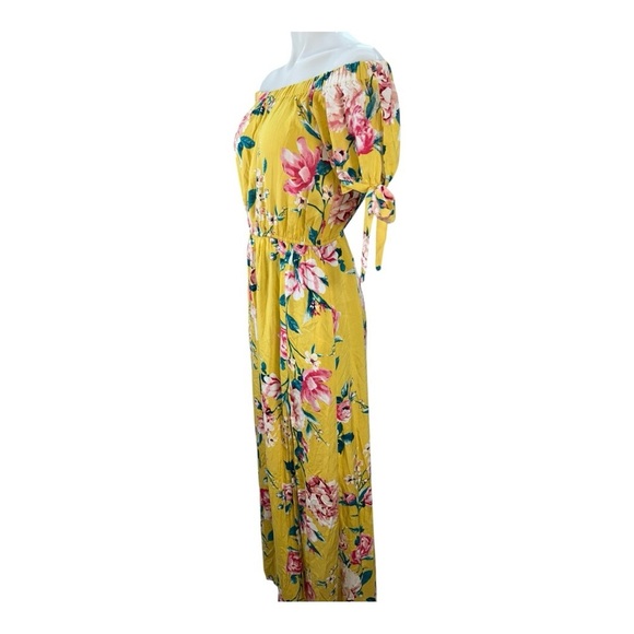 Band of Gypsies Maxi Dress Size 8 New Floral Off-Shoulder Yellow, Pink Dress - Picture 6 of 14